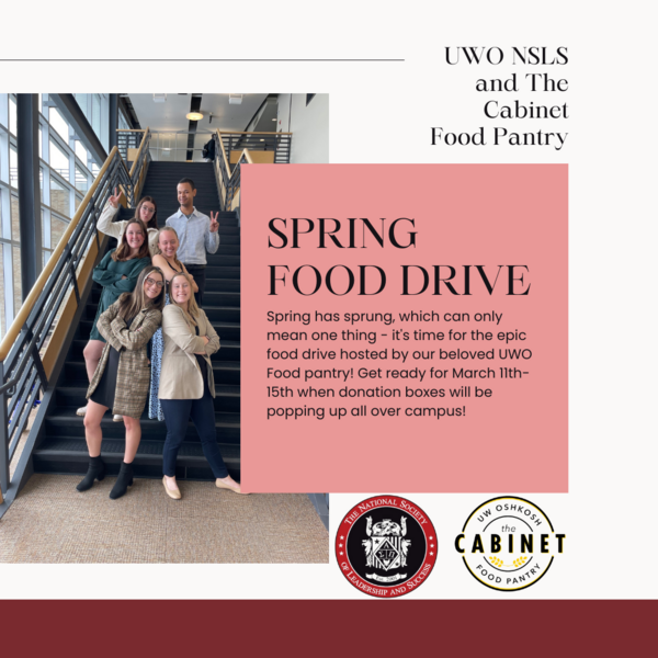 The University of Wisconsiin-Oshkosh NSLS members collect donations for the UWO food pantry